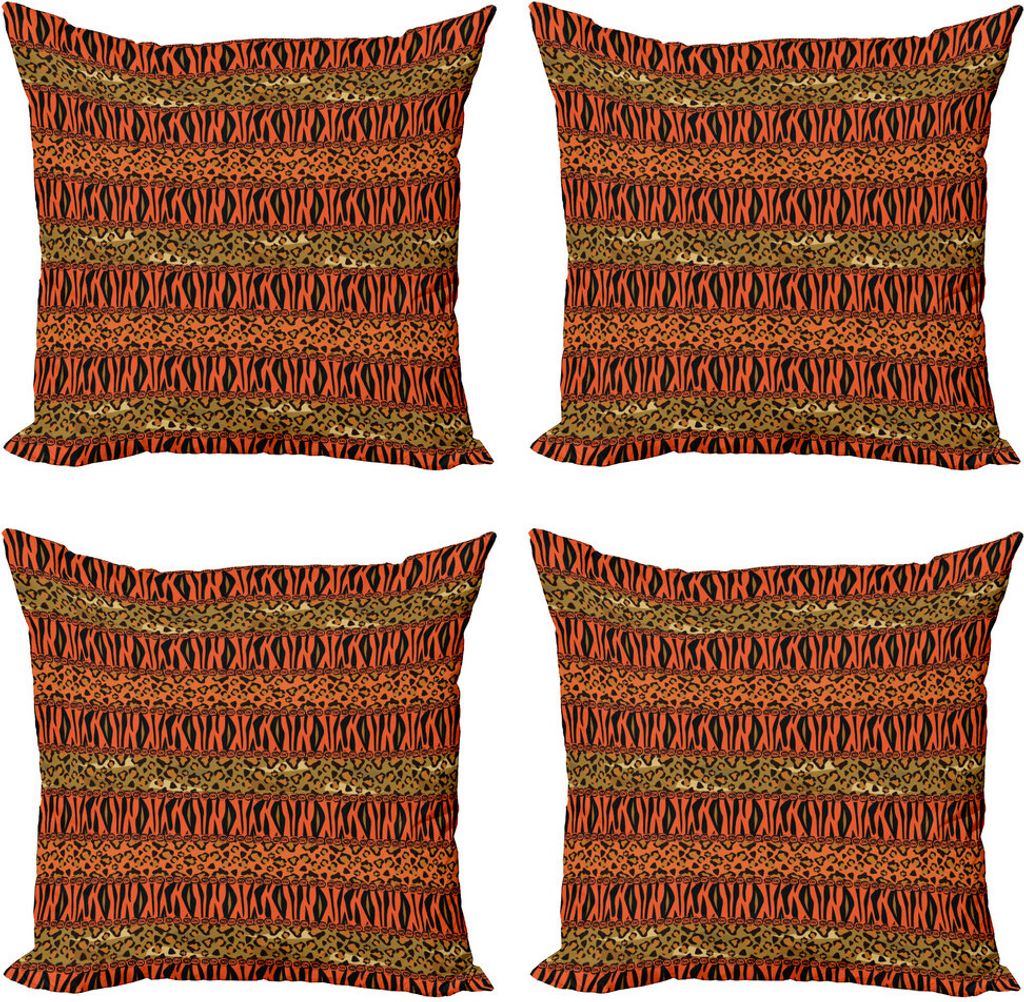 ABAKUHAUS afrikanisch Kissenbezug Set (4 Stück), Leopard Cheetah Haut, Moderner Doppelseitiger Digitaldruck, 60 cm x 60 cm, Sepia orange Bernstein
