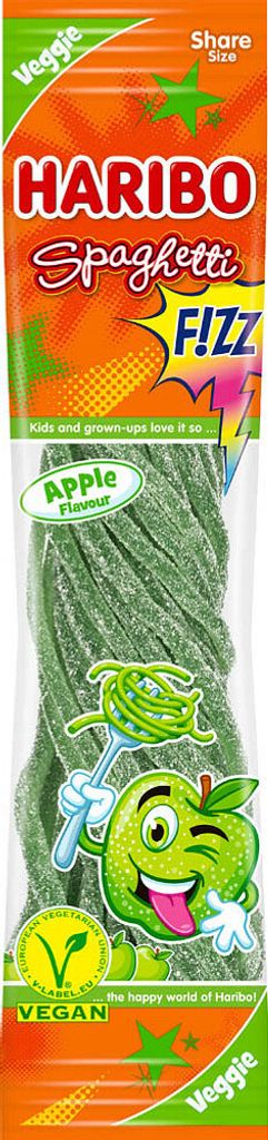 Haribo Spaghetti Apple FIZZ Extrasaure Fruchtgummi Schnüre Produktbild 