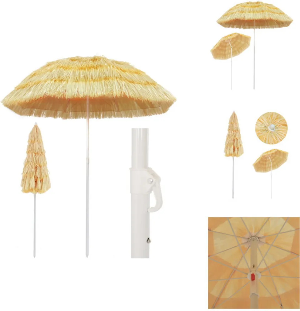 vidaXL Ombrellone da spiaggia natura 180 cm stile Hawaii - Ombrelloni e tende da sole