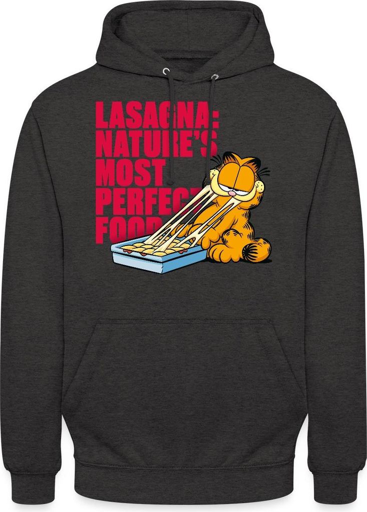 Spreadshirt Garfield Lasagne Das Perfekte Essen Uni Hoodie, S, Anthrazit