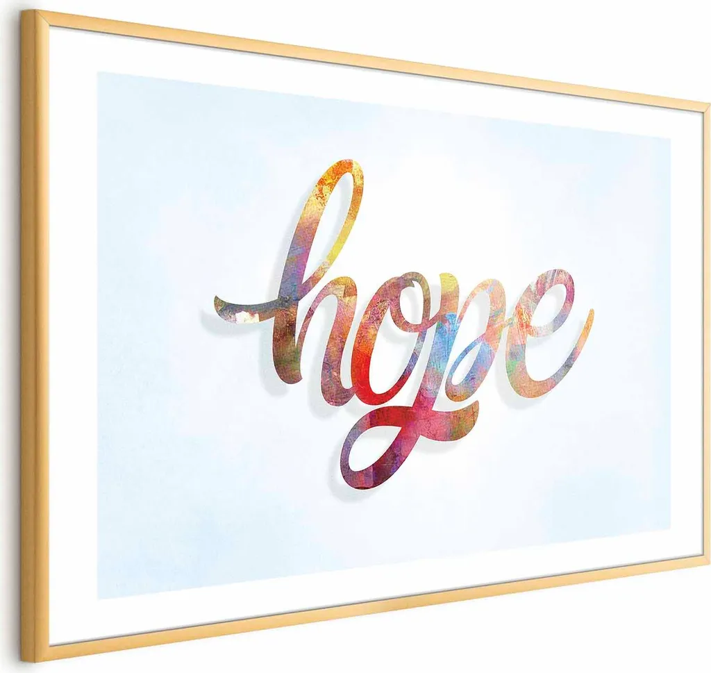 Poster Hope 90x60 cm con cornice dorata con margine