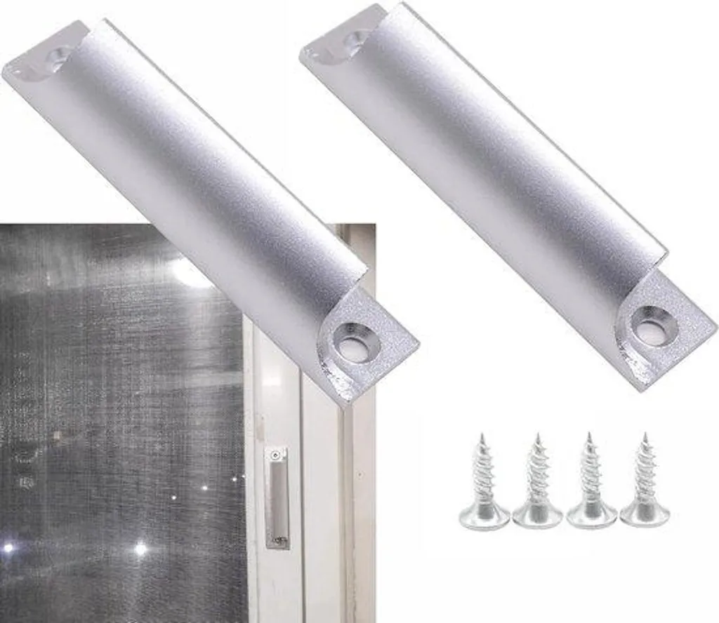 Poignée de tirage balcon argentée 90 mm pour porte-fenêtre - Lot de 2