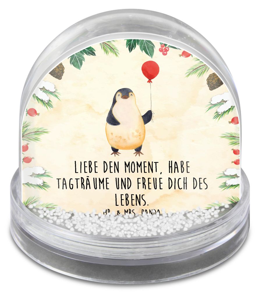 Mr. & Mrs. Panda Weihnachts Schneekugel Pinguin Luftballon - Naturpapier - Geschenk, Liebe, glitzerkugel, schnee kugel, Neustart, Große, kunststof...