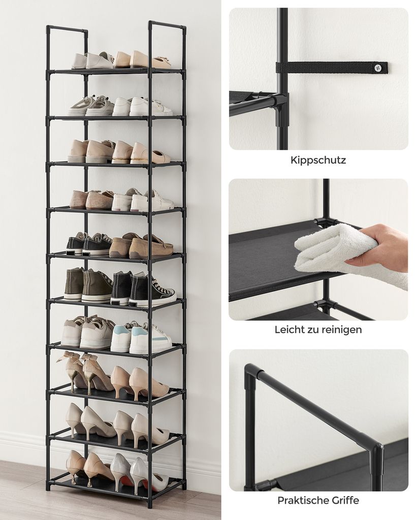 SONGMICS 10 Ebenen Schuhregal, Schuhablage 173 x 45 x 28 cm Produktbild 5