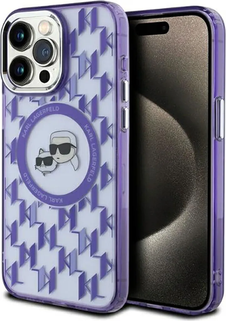 Cover Karl Lagerfeld iPhone 15 Pro 6.1 Viola MagSafe Antishock IML
