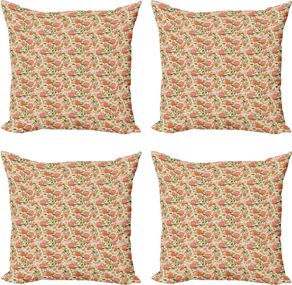ABAKUHAUS Mohn Kissenbezug Set (4 Stück), Soulful Blumenstrauß Frühling, Moderner Doppelseitiger Digitaldruck, 40 cm x 40 cm, Mehrfarbig