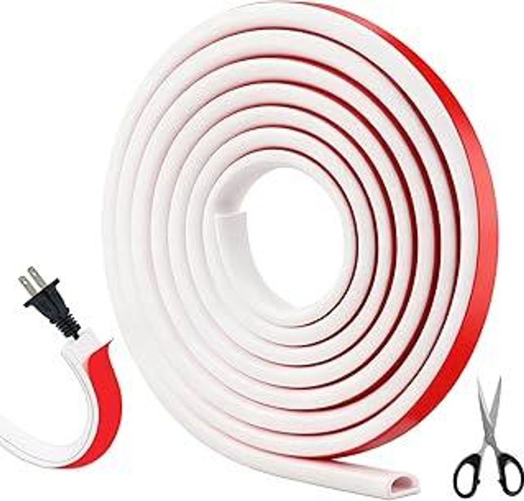 Kabelkanal Weiß Selbstklebend 4 Meter, Kabelkanal Flexibel mit 1 Schere, Kabelabdeckung Halbrund Kabelschacht, für Boden, Decke,TV Wand, Deckenlampe