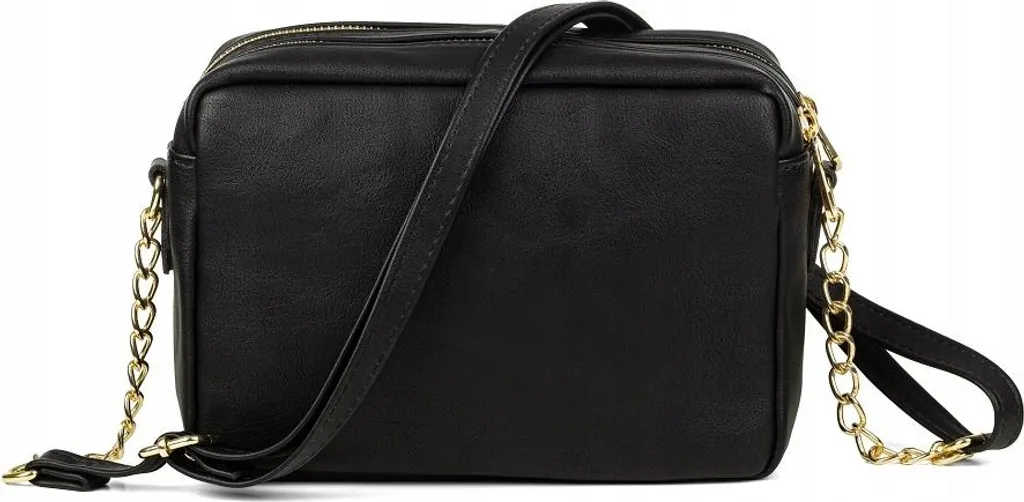Sac messenger noir mat matelassé doté d'une chaîne d'épaule