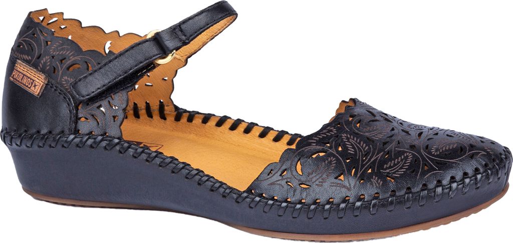 Pikolinos Damen Sandalen geschlossene Ferse Keilabsatz Cutouts P. Vallarta 655-0906, Größe:39 EU, Farbe:Schwarz