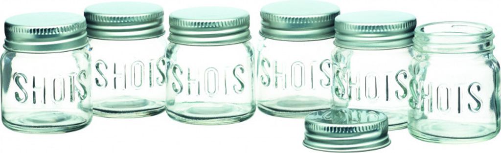 KitchenCraft BarCraft Set de Schnapsgläser de Geformte Schnapsgläser de Glas de Konserven mit Deckel de Schraubverschluss 6 Stück 60 ml