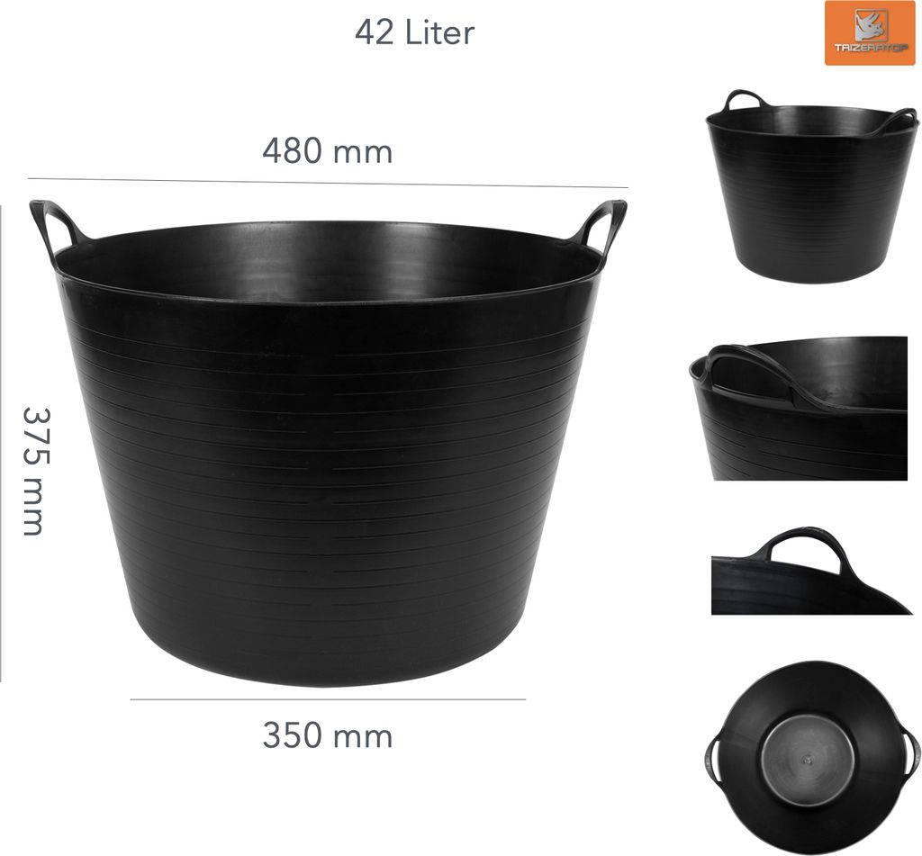 Flexibele emmer, multifunctionele mand, voerbak, 42 liter Productafbeelding 