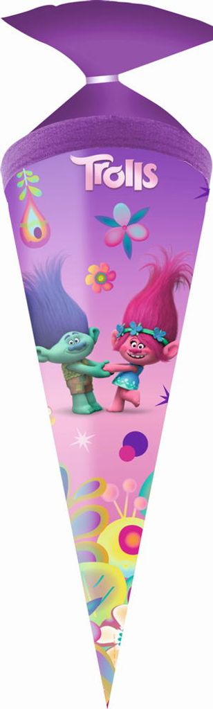 Schultüte / Zuckertüte / Länge: 35cm / rund / "Trolls"