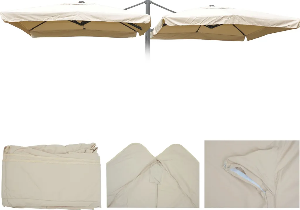 Toile de rechange parasol T44 crème 3x3m pour réparer votre double parasol