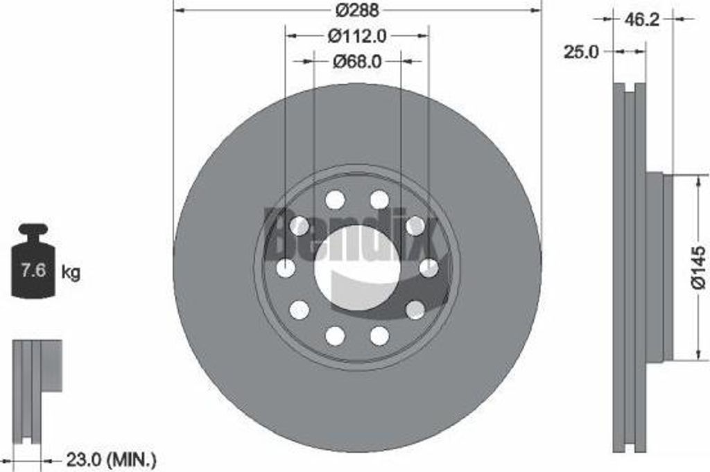 BENDIX Braking BDS1197HC Bremsscheibe OE 4B0615301B kompatibel mit Superb, Passat 3B