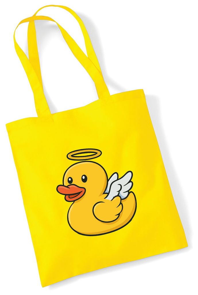 Huuraa Jutebeutel Quietscheente Engel Gummiente Angel 10 Liter Yellow Baumwolle Tasche Geschenkidee