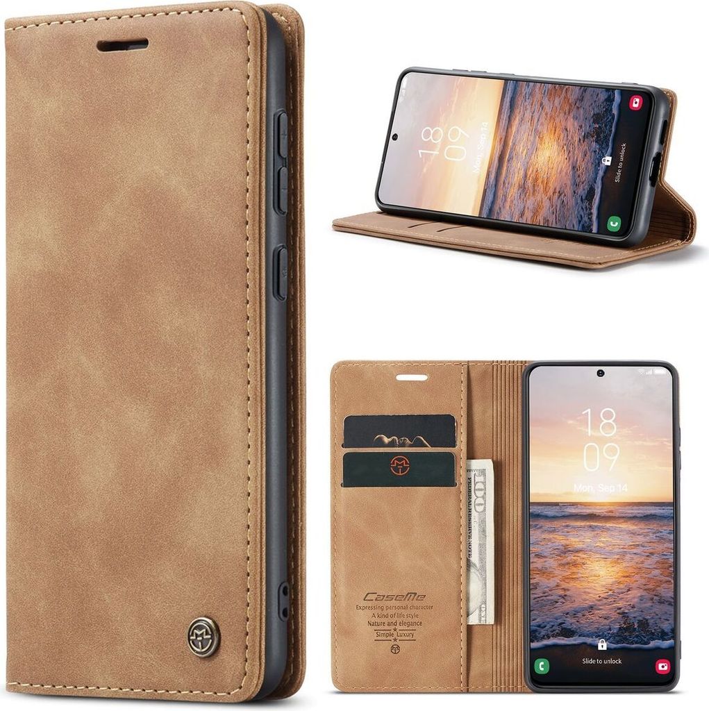 König Design Hülle kompatibel mit Samsung Galaxy S23 Kunstleder Handyhülle - Handy Case Braun
