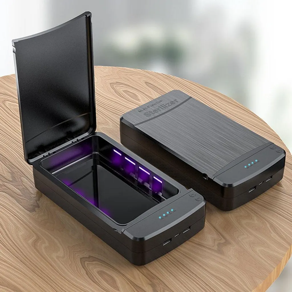 INF Boîte de stérilisation UV noire avec double port de charge USB