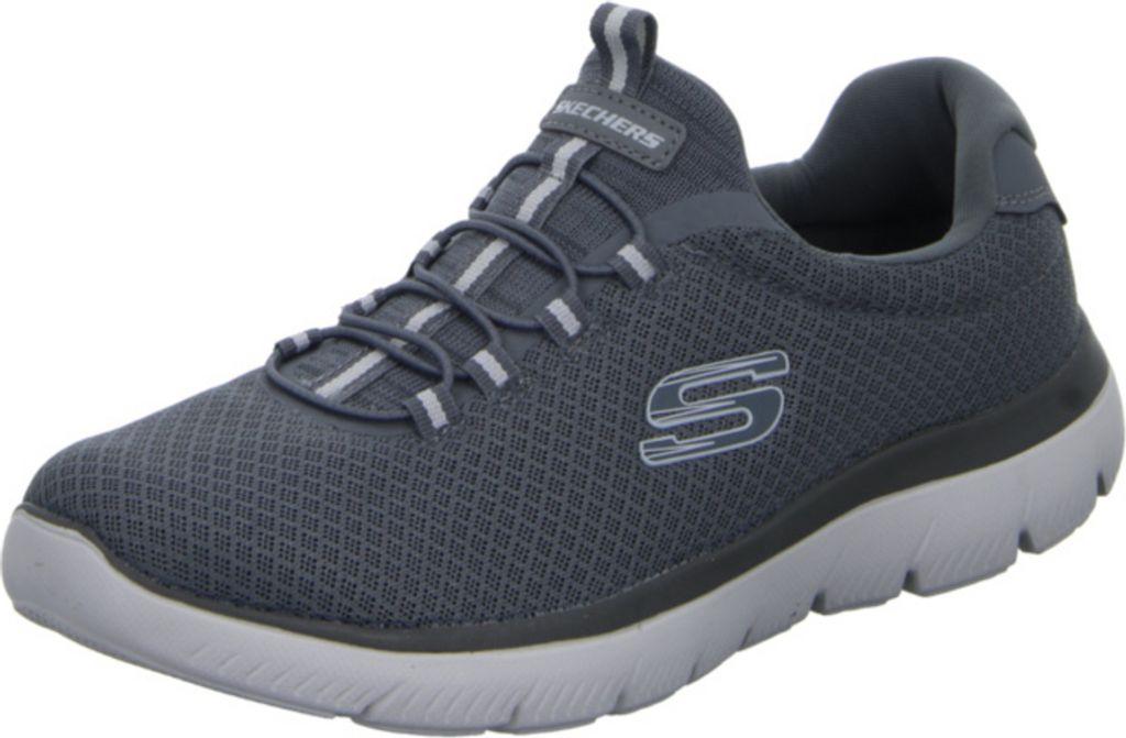 A single gray Skechers sneaker is shown against a white background.