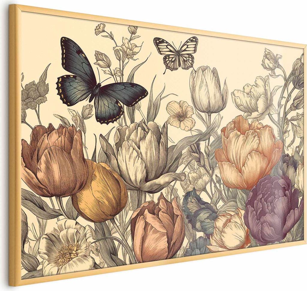 Posterpapier Poster - Colorful Tulips on a Cream Background 90x60 cm Blumen b-H-10033-ao-a