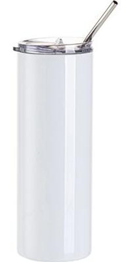 craftcut - Tumbler-Becher mit Trinkhalm in Weiß - 600ml