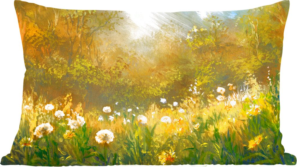 MuchoWow Zierkissen Sofakissen Wohnzimmer Dekokissen 50x30 cm Blumen - Sommer - Aquarell - Wohnzimmerdekoration - Polster mit Photo