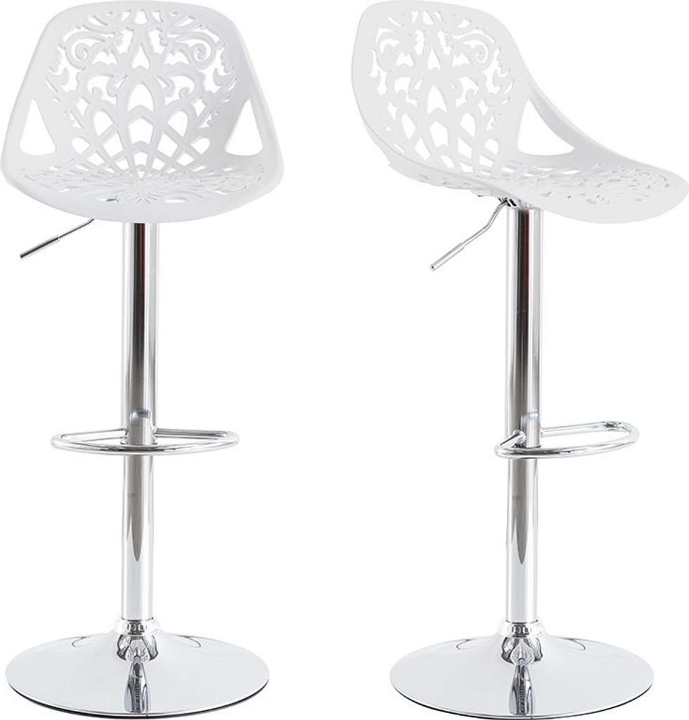 Miliboo - Design-Barhocker Barock Weiß 2er Set BAROCCA.