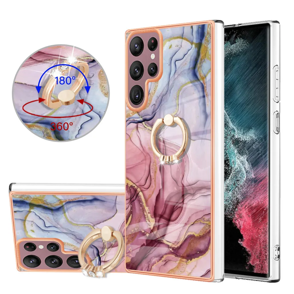 Cover Lusso Samsung S23 Ultra Oro Rosa | Silicone Morbido con Ring Stand
