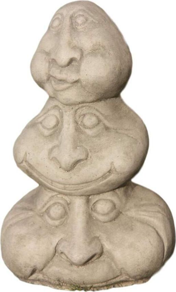 Steinfiguren Horn Drei übereinander gestapelte Steingesichter aus Steinguss für den Garten oder Innenbereich geignet, Frostfest Witterungsbestän...