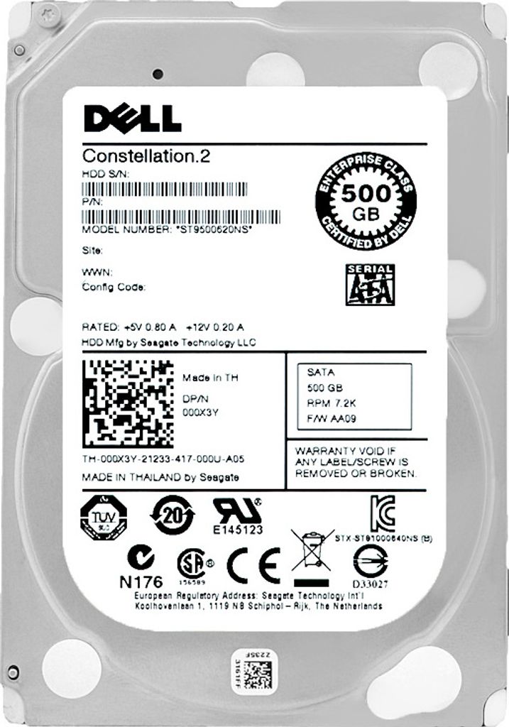 Festplatte Dell ST9500620NS 500Gb 64Mb Cache 7200Rpm Sata II 2.5" 000X3Y