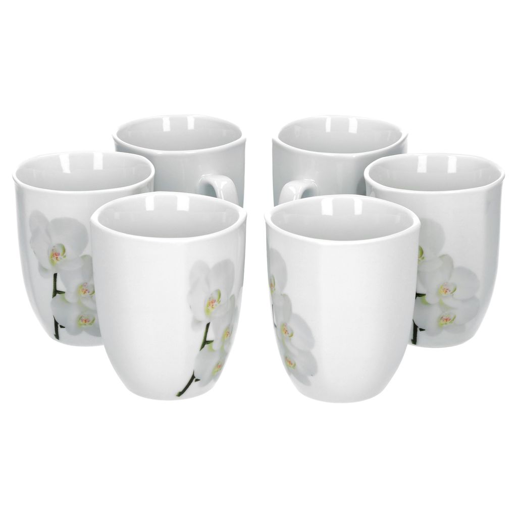 Van Well Vanda weiße Orchidee 6er Set Kaffeebecher, 330 ml, Produktbild 