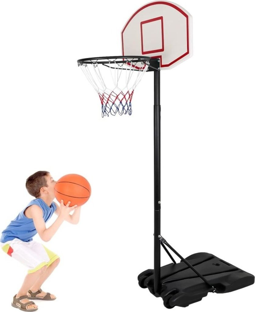 Mobiler Basketballkorb Deluxe mit Ständer – Höhenverstellbar, befüllbarer Standfuß mit Rollen, Outdoor