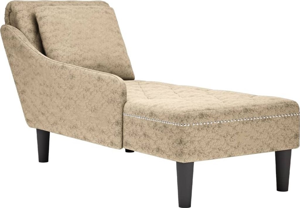 Chaiselongue mit Kissen Rechter Armlehne Hellgrau Kunstleder
