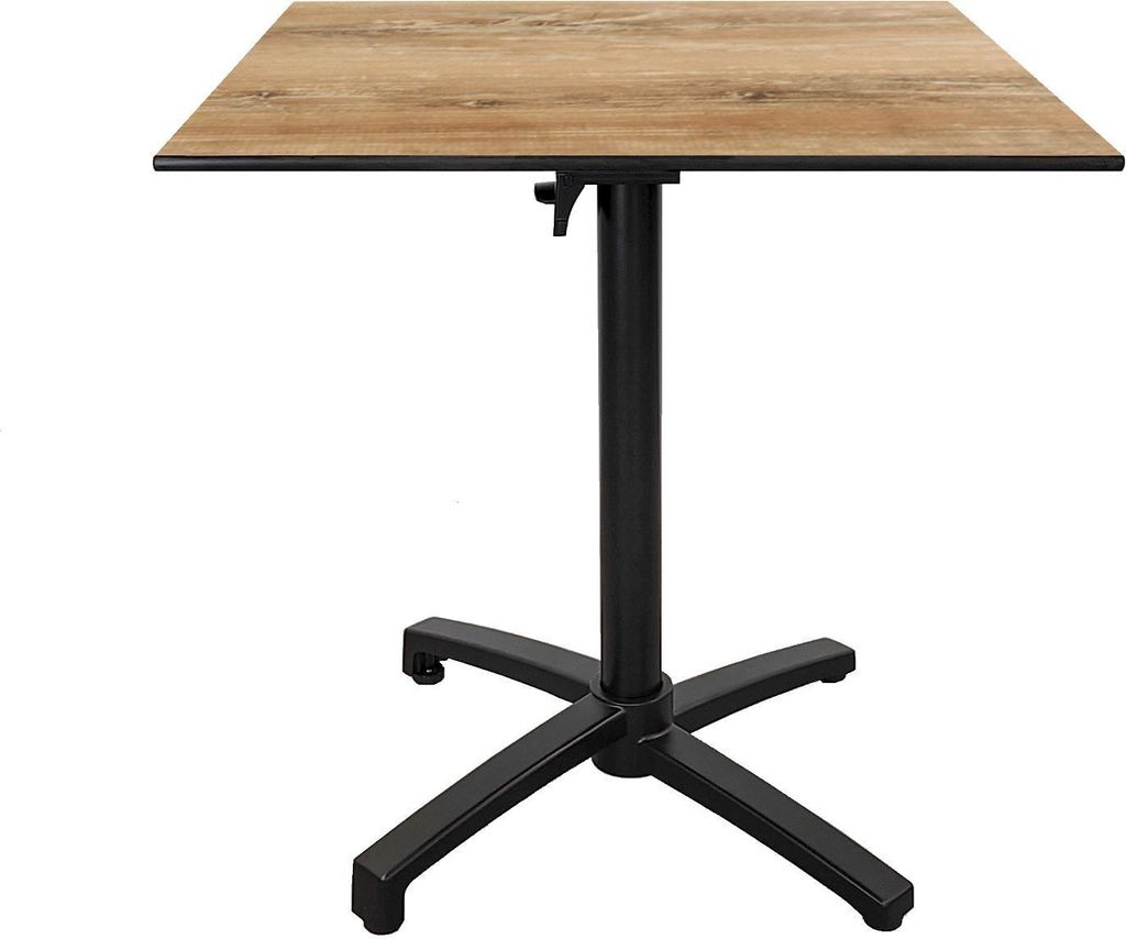 Klappbarer Terrassentisch aus Compact-HPL-Vintage-Holz 70 x 70