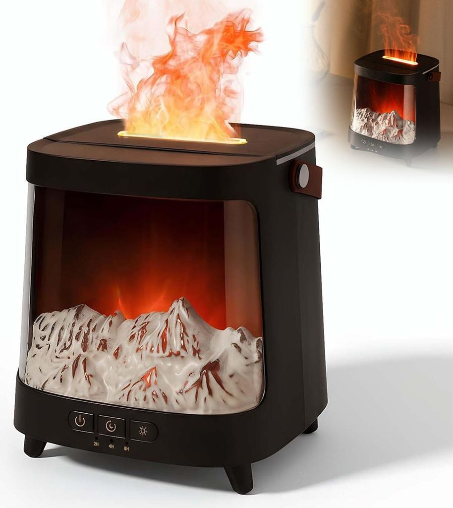 Aromatherapie-Diffusor mit Flammen-Effekt, leiser Betrieb & Timer, 3 Modi – perfekt für Wohnung Schlafzimmer