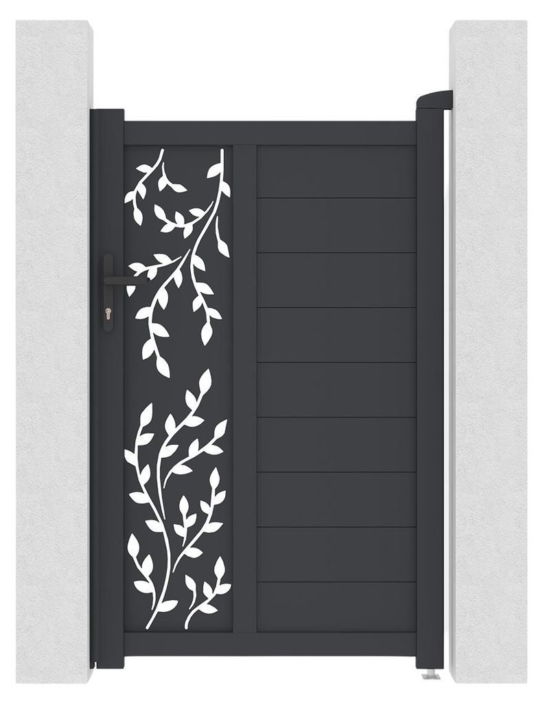 Tor, verstellbar in der Breite 1 m, FOLYA H. 160 cm, graues Aluminium
