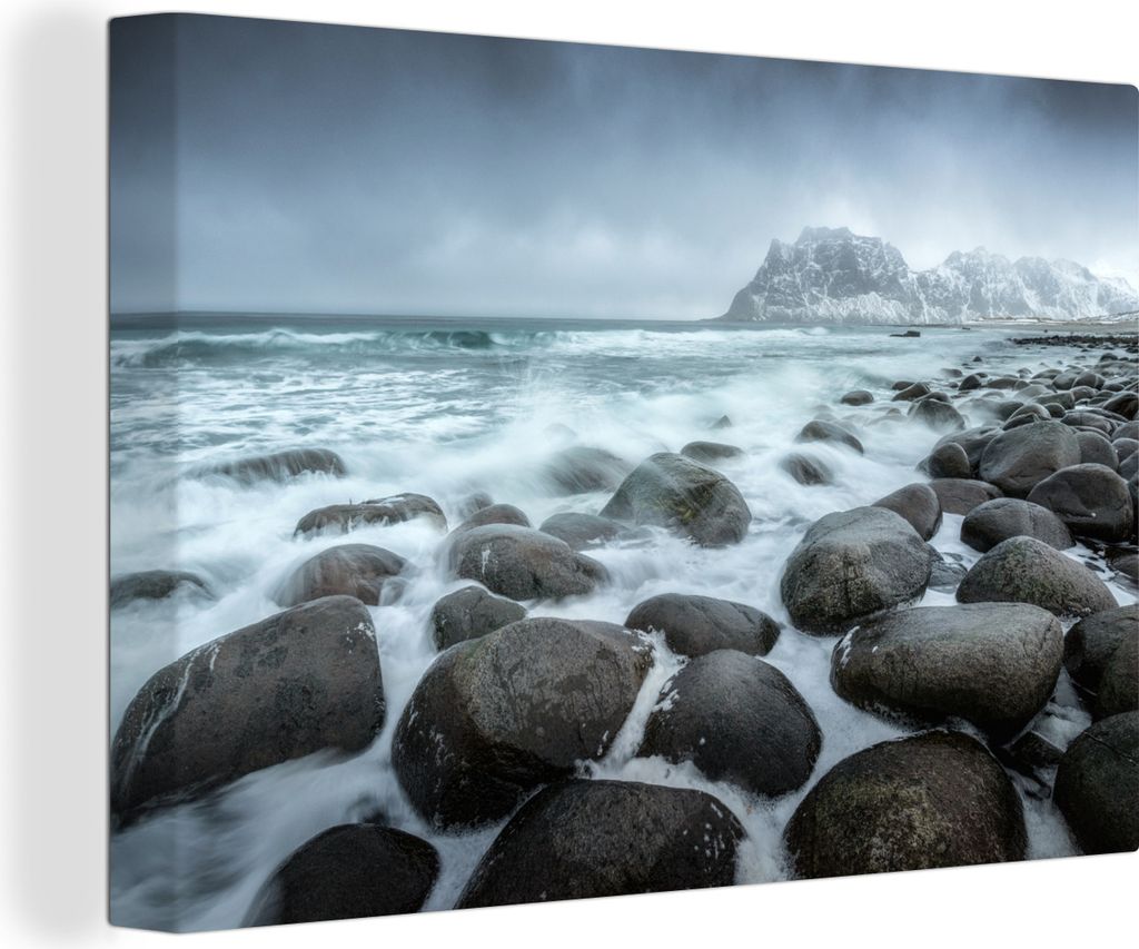 OneMillionCanvasses - Leinwandbilder - 140x90 cm, Meer - Stein - Himmel, Wandbilder Kunstdruck Wanddekoration - Foto auf Leinwand - Gemälde auf ...