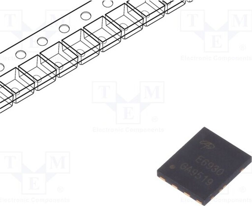 1x Transistor: N-MOSFET x2 9,6/30W 30V unipolar 22/85A DFN5x6 AOE6930 Multikanalt