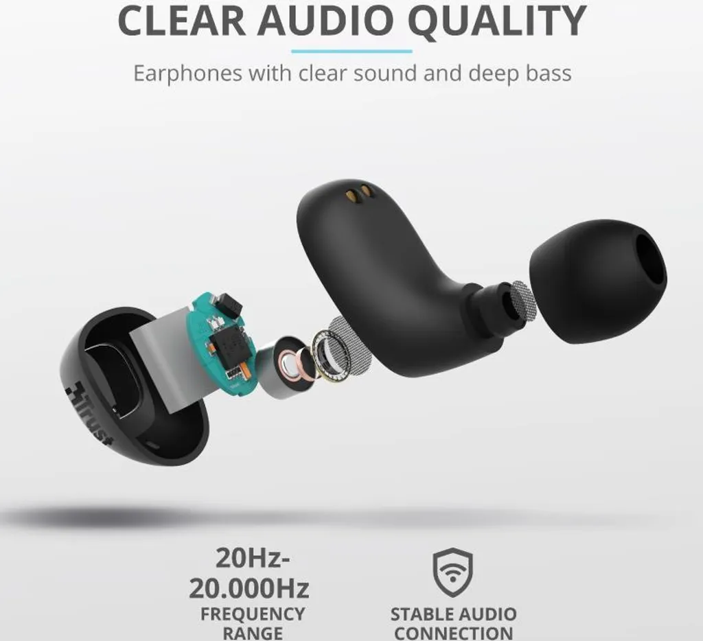Casque Bluetooth Trust Nika TWS - Écouteurs Compacts Noir avec Micro Intégré - 20
