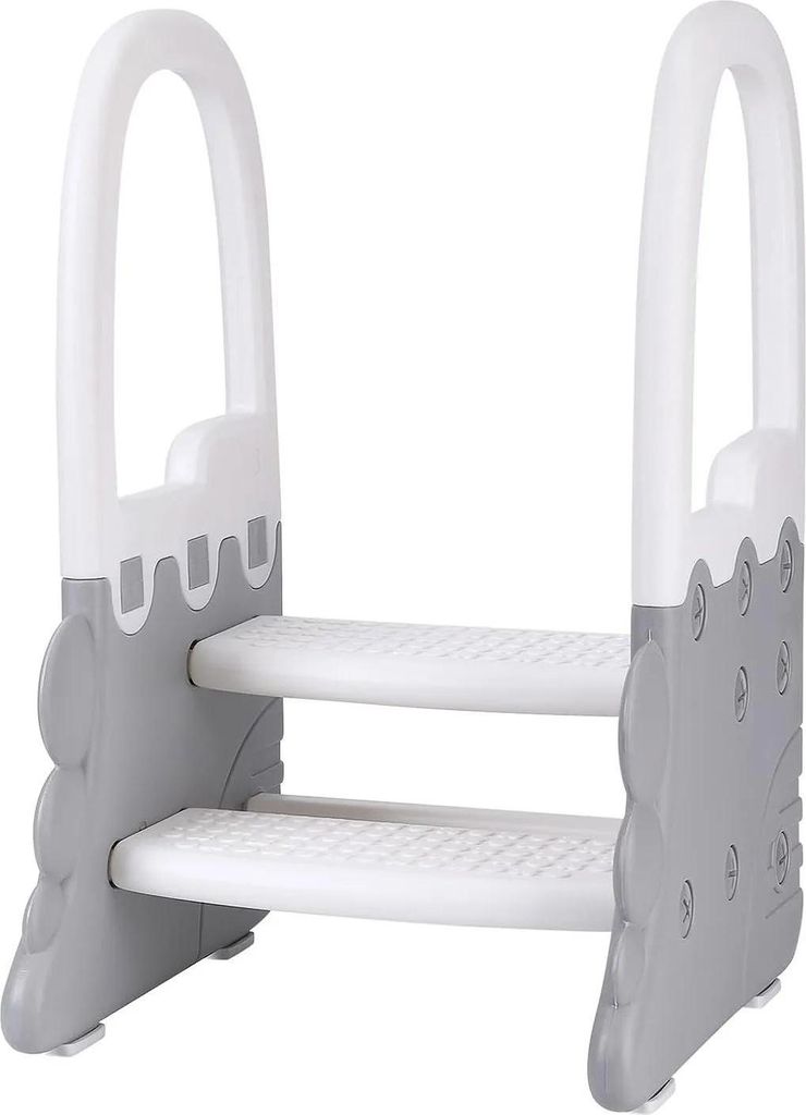 Kinder Tritthocker - 2-Stufen Tritthocker - Rutschfest - Mit Sicherheits-Handlauf - Für Küche und Bad - HDPE - Montage Erforderlich - Für Kleink...