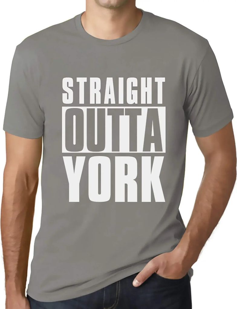 Herren Grafik T-Shirt Straight Outta York Öko-Verantwortlich Vintage Jahrgang Kurzarm Lustige Druck Geburtstag Geschenk Mann