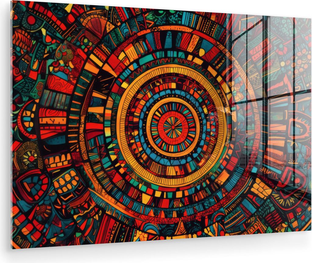 MuchoWow Glasbilder - Bilder auf Wandbild - Foto auf Glas Mandala - Kreise - Muster 60x40 cm Wanddekoration aus Glas - Acrylglasbild - Acrylbilder ...