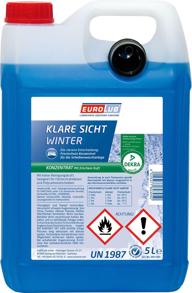 25 Liter EUROLUB Frostschutz Scheibenfrostschutz KLARE SICHT WINTER  KONZENTRAT