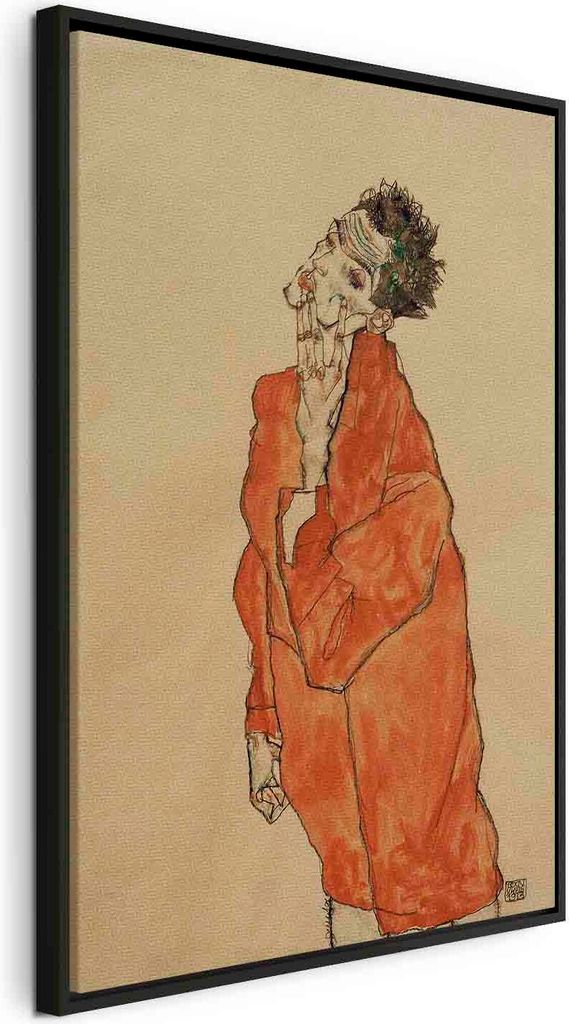 Italienischer Leinwand Leinwandbild - Self-Portrait (Man in Orange Jacket) 60x90 cm Reproduktionen l-F-10018-b-a