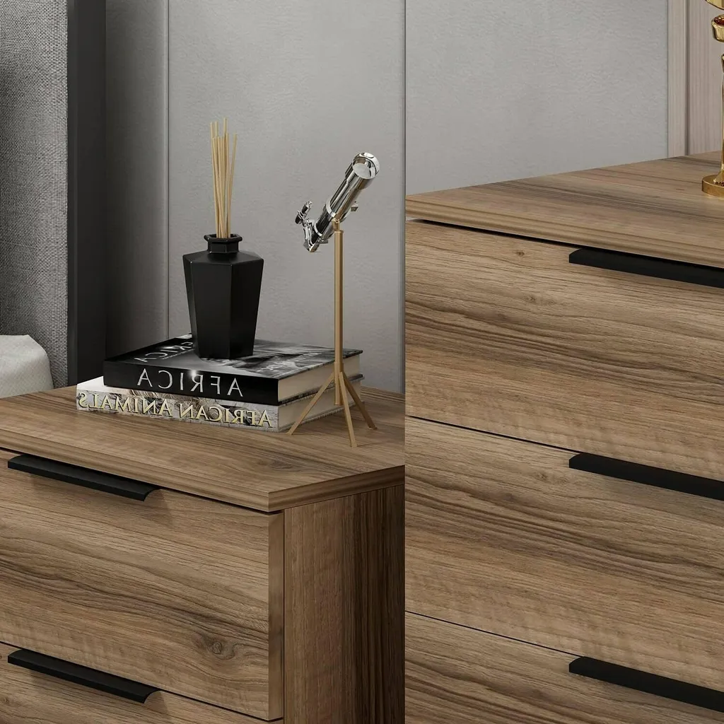 Commode 5 Tiroirs Noyer Brun Design Elysée - Dimensions 73x42x77 - 4