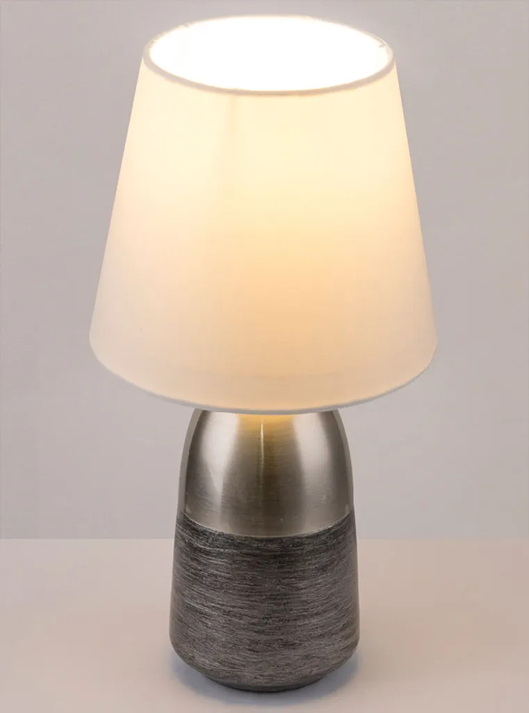 Lampada Da Tavolo EGLO Slim, Nichel Opaco E Bianco, Con Interruttore, Attacco E14, 40W, Design Arrotondato, Altezza 22 Cm - 5