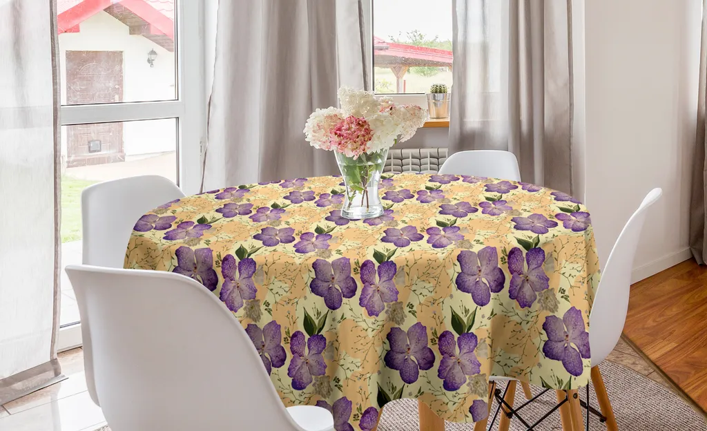 Tovaglia Circolare 150cm Orchidee Viola Lavabile ABAKUHAUS Design