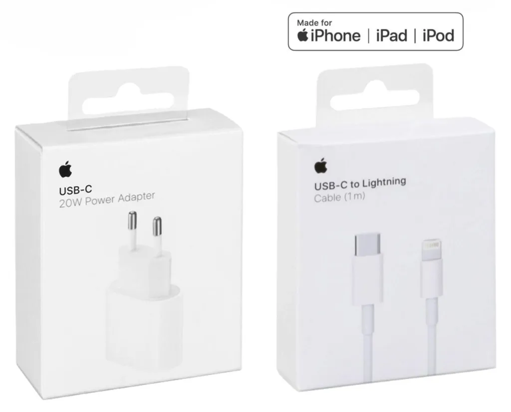 Adattatore di alimentazione USB-C Apple 20W e cavo Lightning Apple 1M iPhone 14 13 12 Caricabatterie