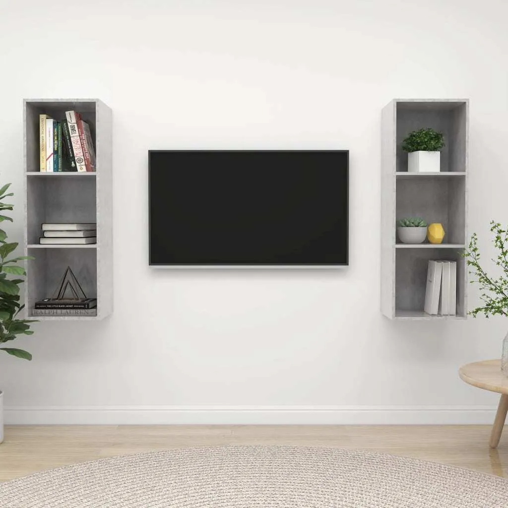 Mobili TV Sospesi The Living Store 2 pezzi - Grigio Cemento Alta Qualità