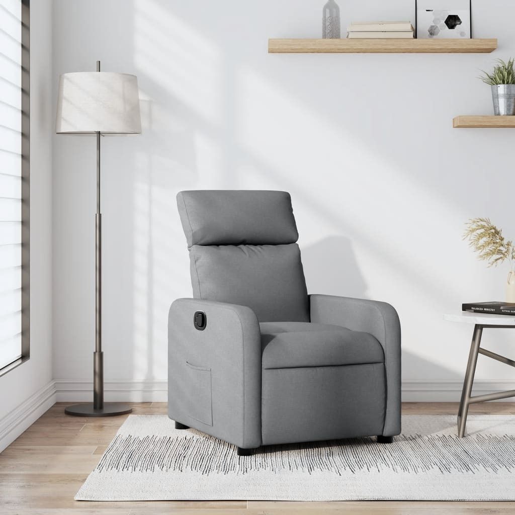 Design Relaxsessel Hellgrau Stoff, Klassische Sessel 2024 Neu