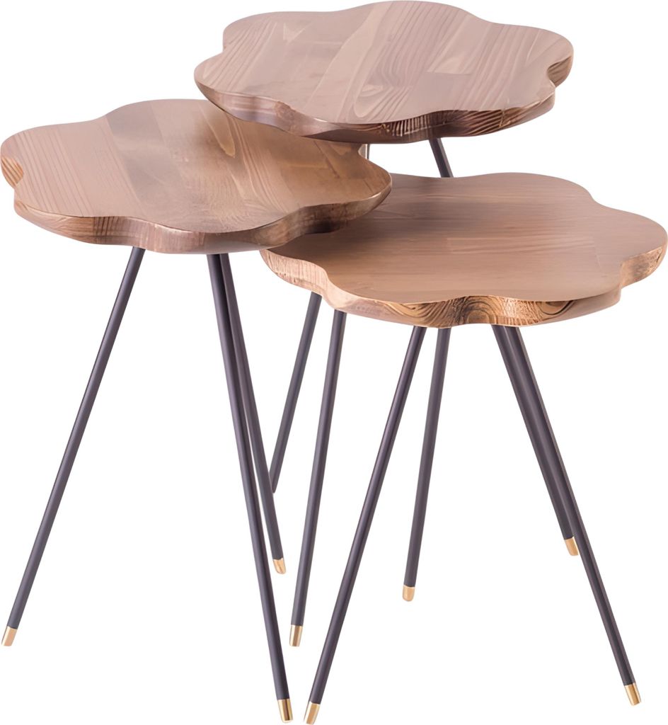 Beistelltisch aus Holz in Beige Modern Elegant